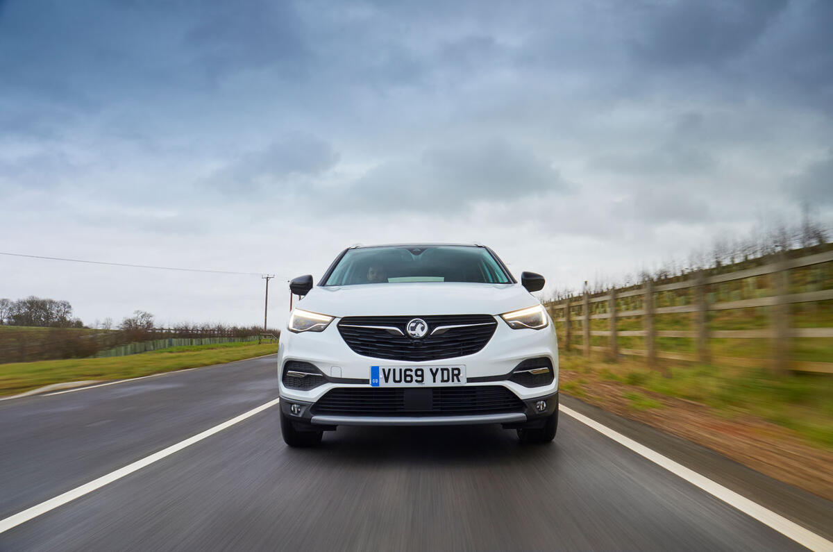 Vauxhall Grandland X Hybrid4 2020 road test review - on the road nose