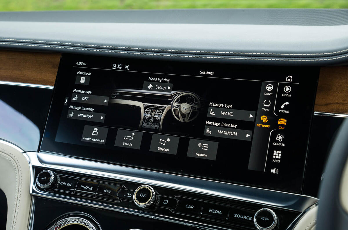 Bentley Continental GT 2018 Autocar road test review interior controls
