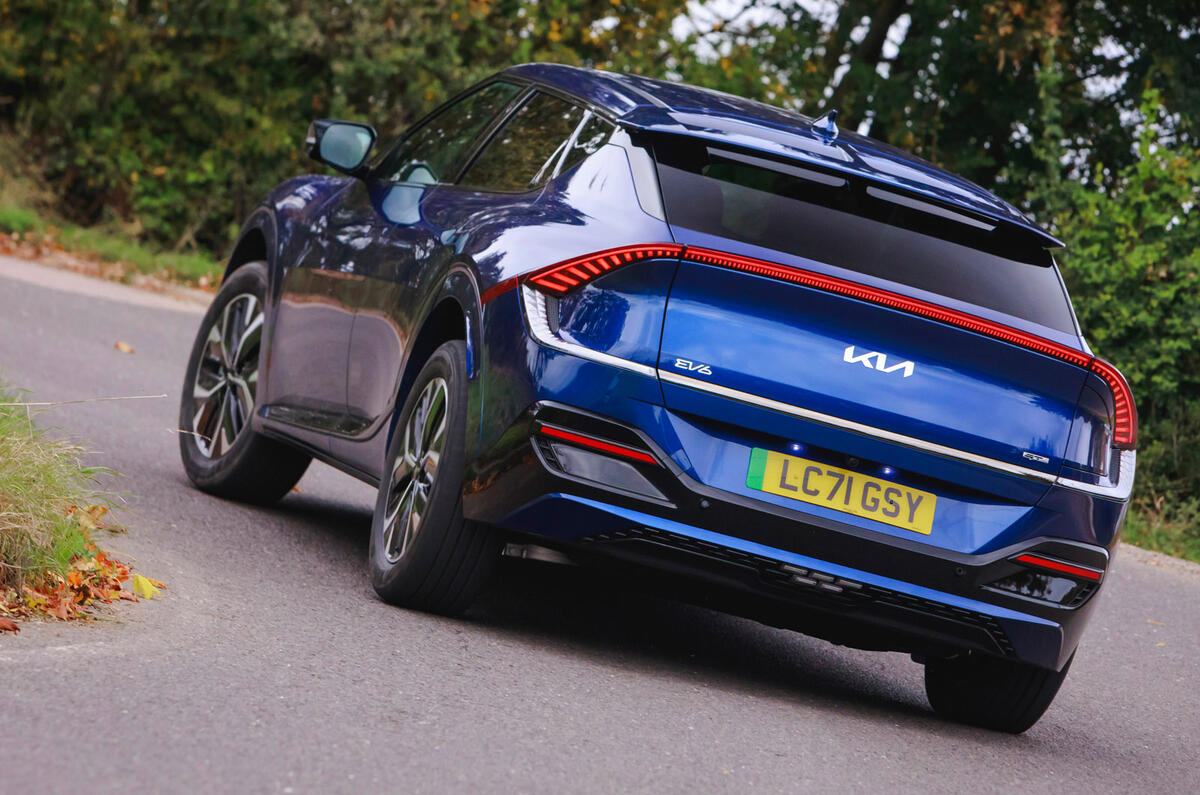 26 Kia EV6 2022 road test review cornering rear