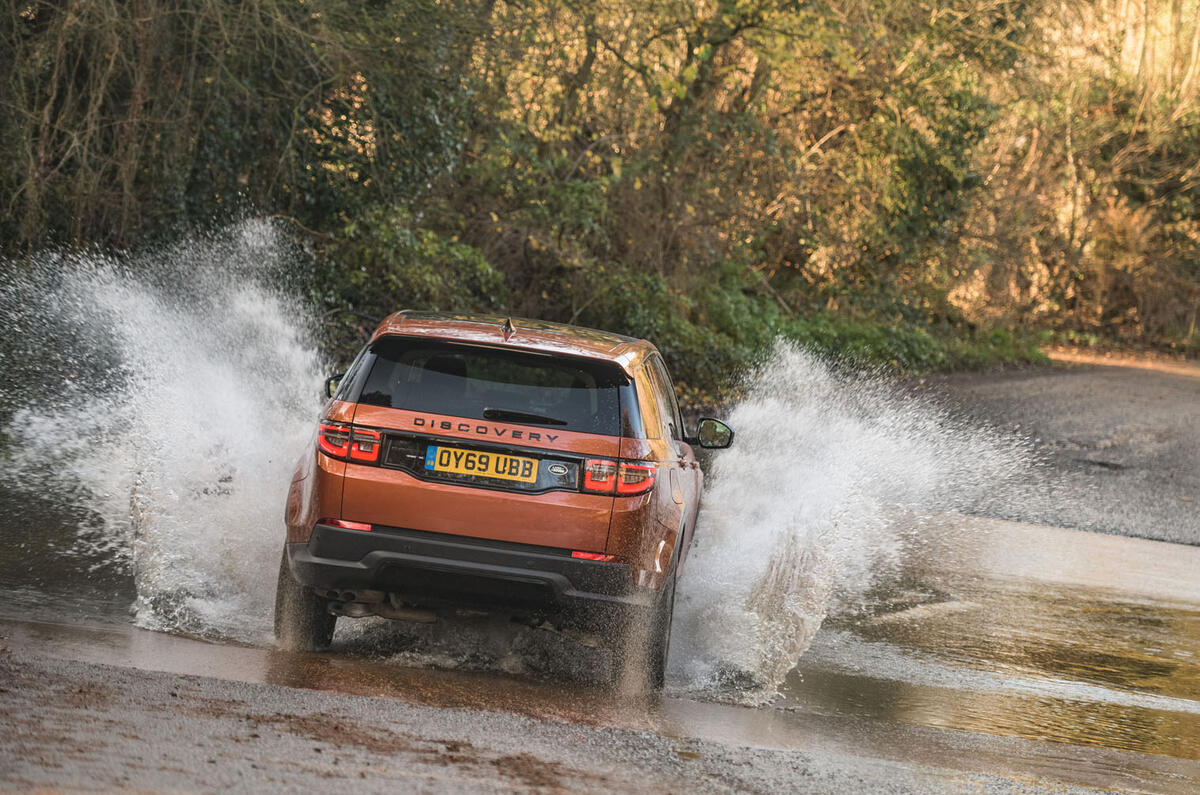 Land Rover Discovery Sport 2020 road test review - splash rear