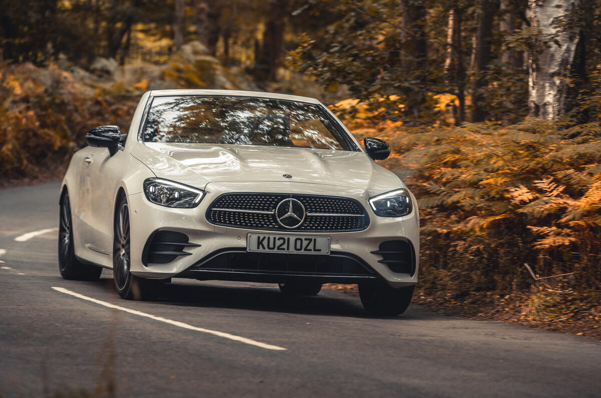 26 Mercedes Benz E Class Cabriolet 2021 road test review cornering front