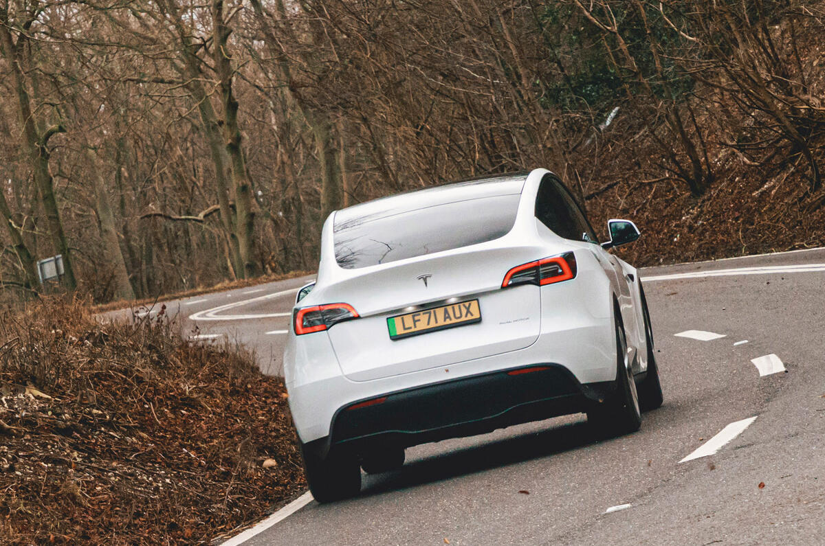 28 Tesla Model Y 2022 road test review cornering rear