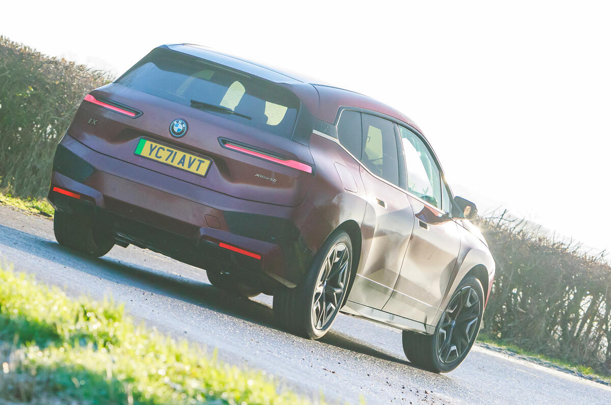 3 BMW iX 2022 road test review tracking rear