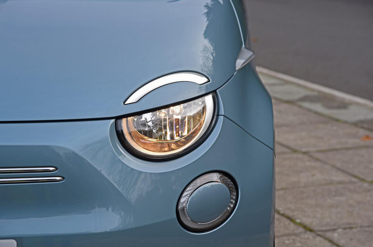 3 Fiat 500 electric 2022 road test review headlights