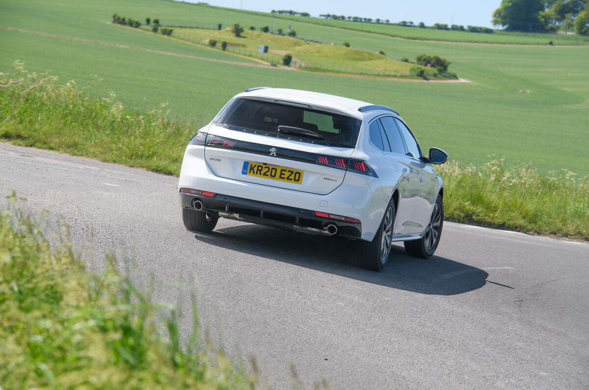 Peugeot 508 SW Hybrid 2020 road test review - hero rear