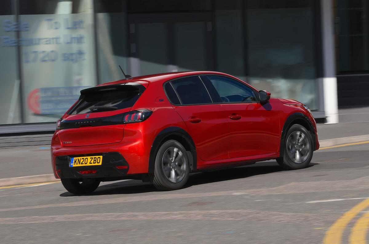 Peugeot e-208 2020 road test review - hero rear