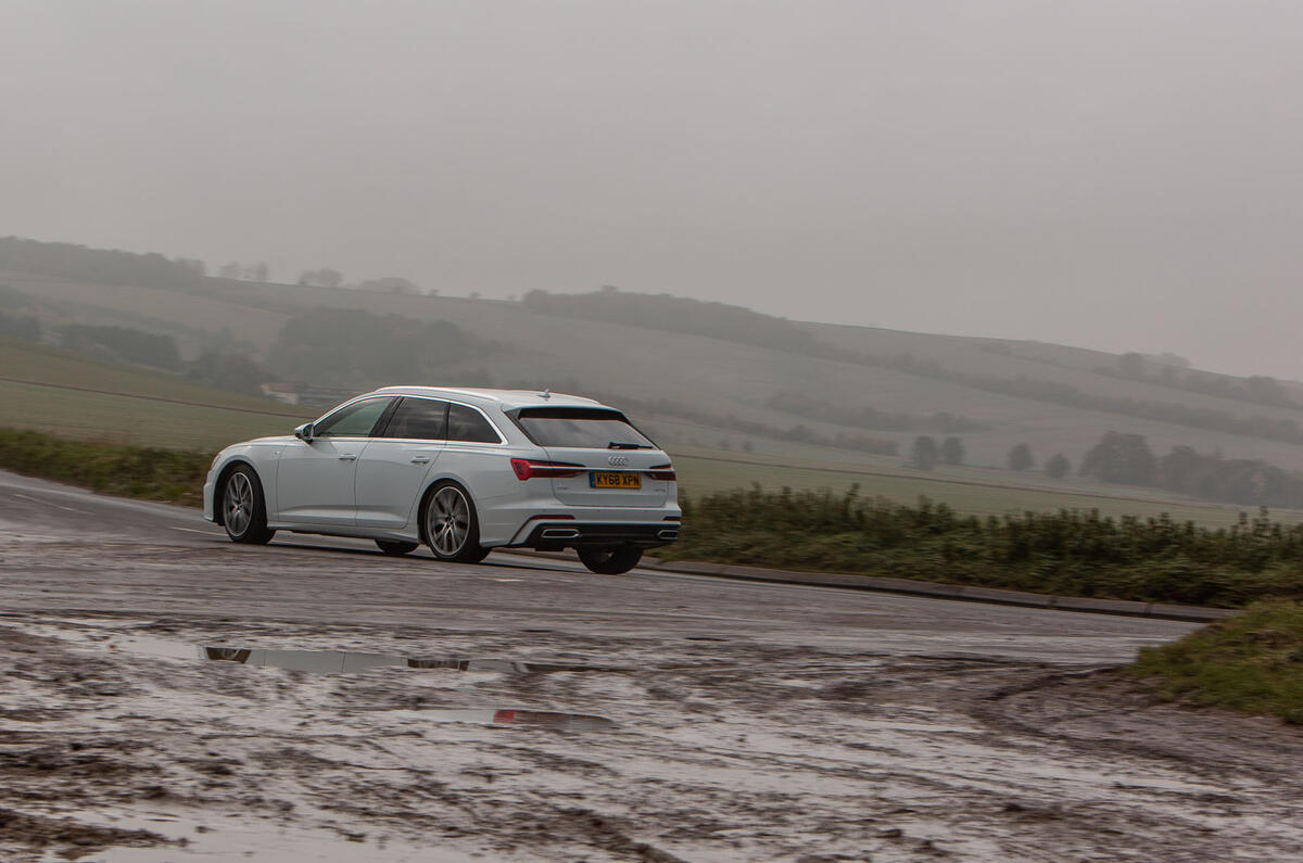 Audi A6 Avant 2018 road test review - cornering rear
