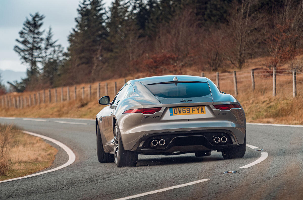 Jaguar F-Type 2020 road test review - cornering rear
