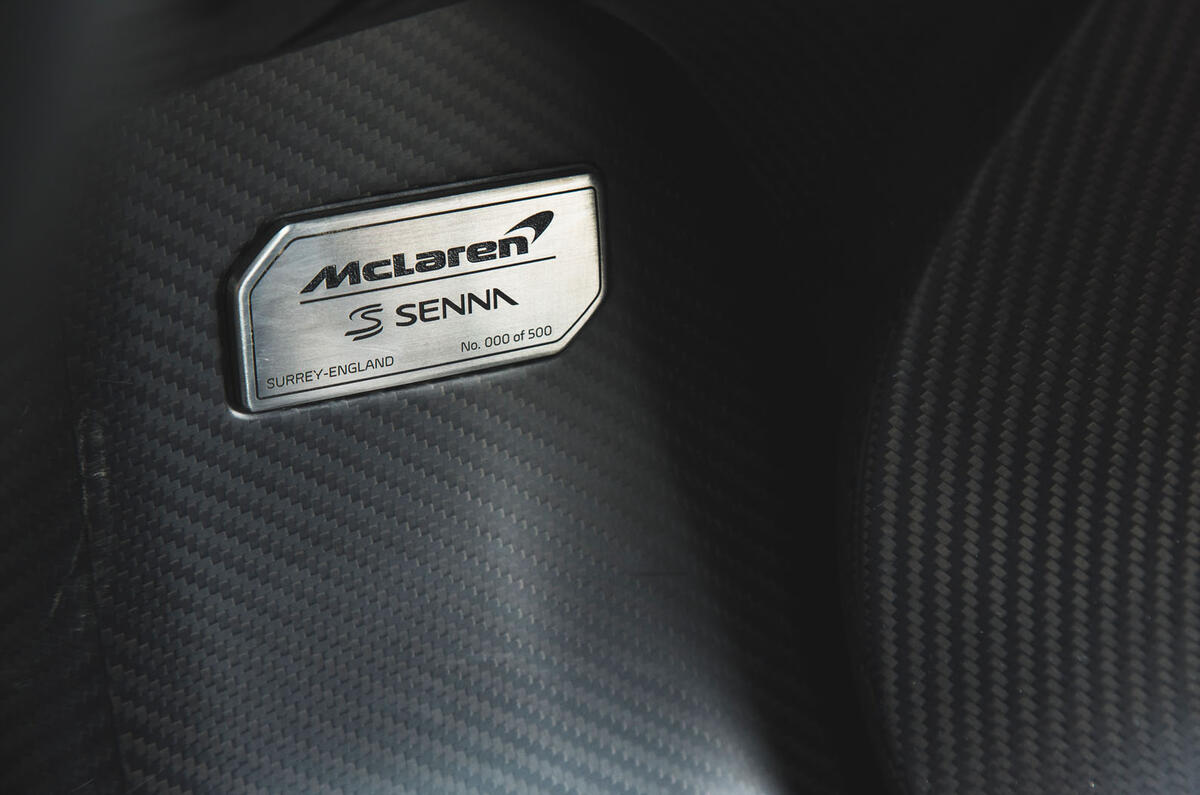McLaren Senna 2018 road test review - plaque