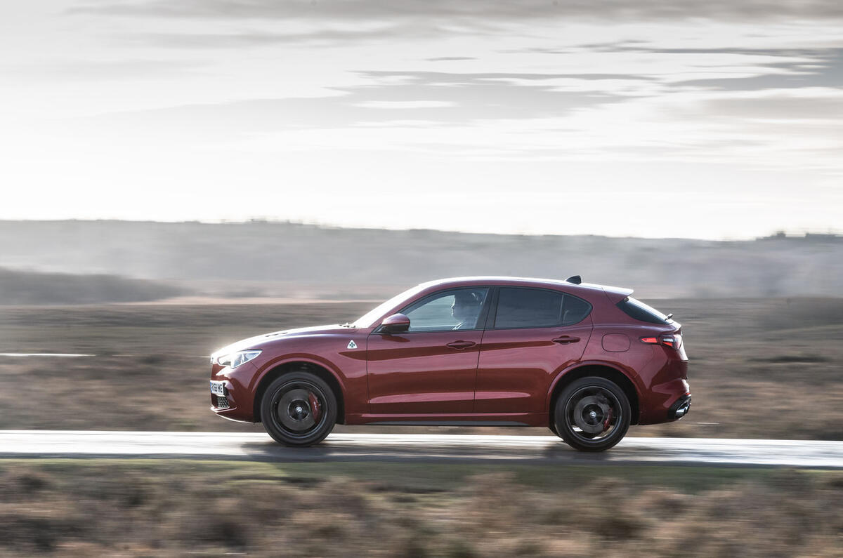 Alfa Romeo Stelvio Quadrifoglio 2019 road test review - on the road left