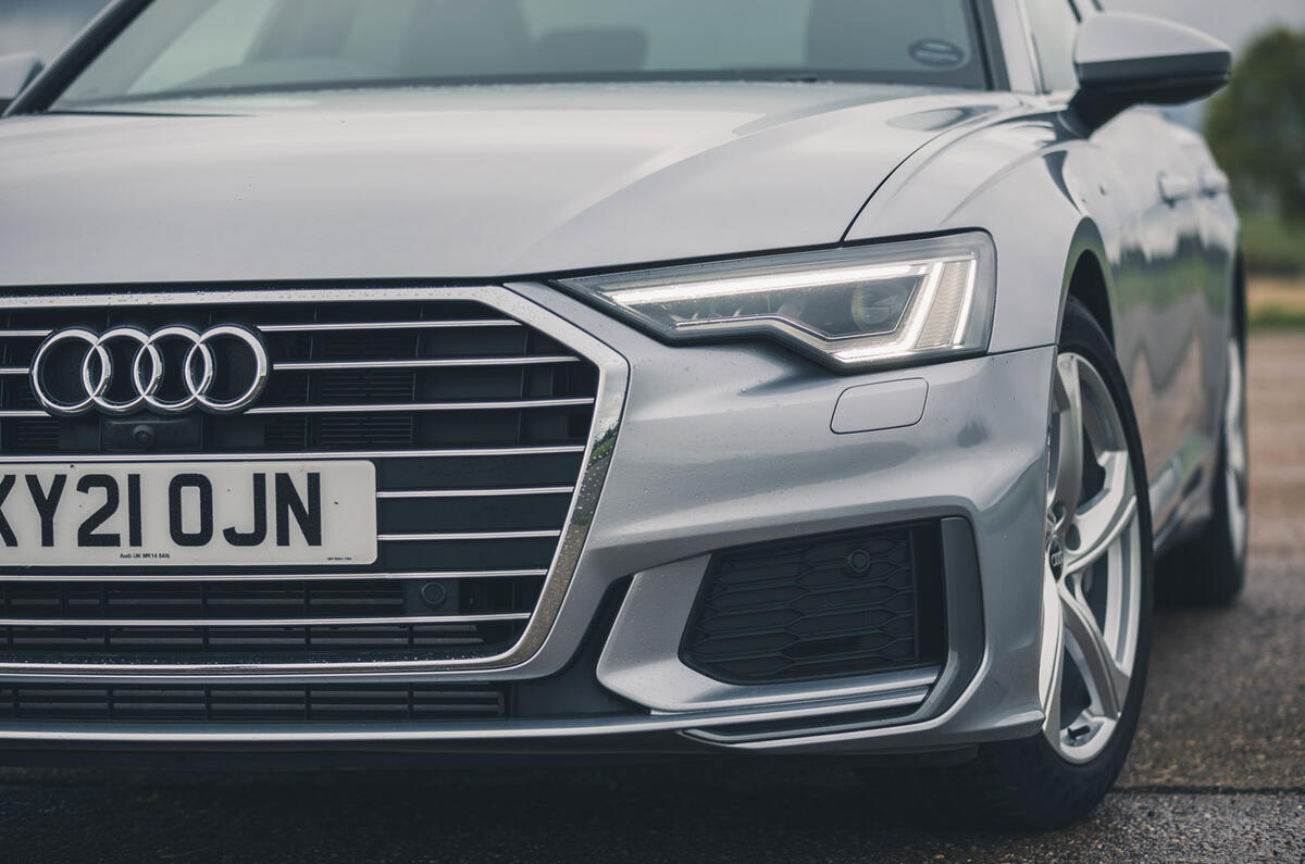 4 Audi A6 TFSIe 2022 road test review headlights