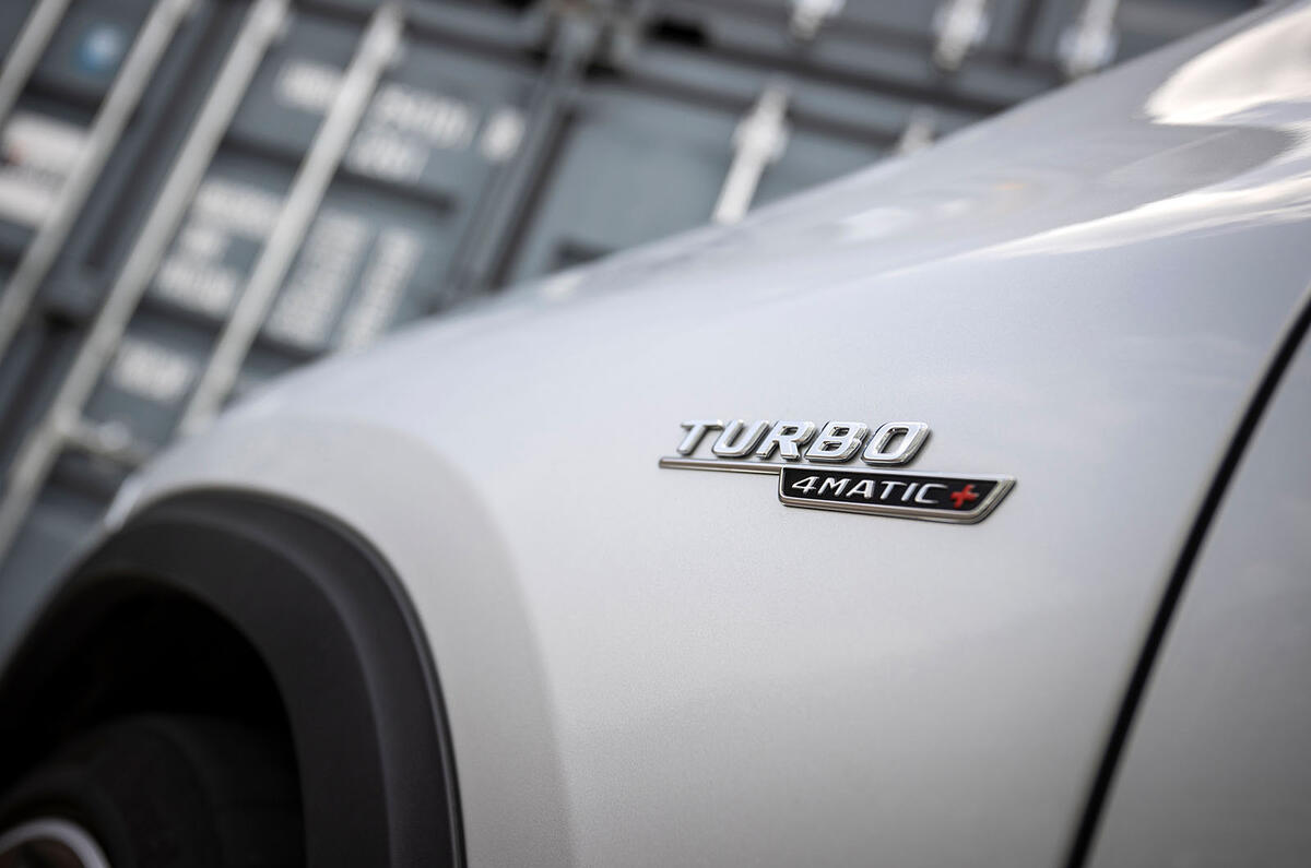 Mercedes-AMG GLA 45 S Plus 2020 road test review - side badge