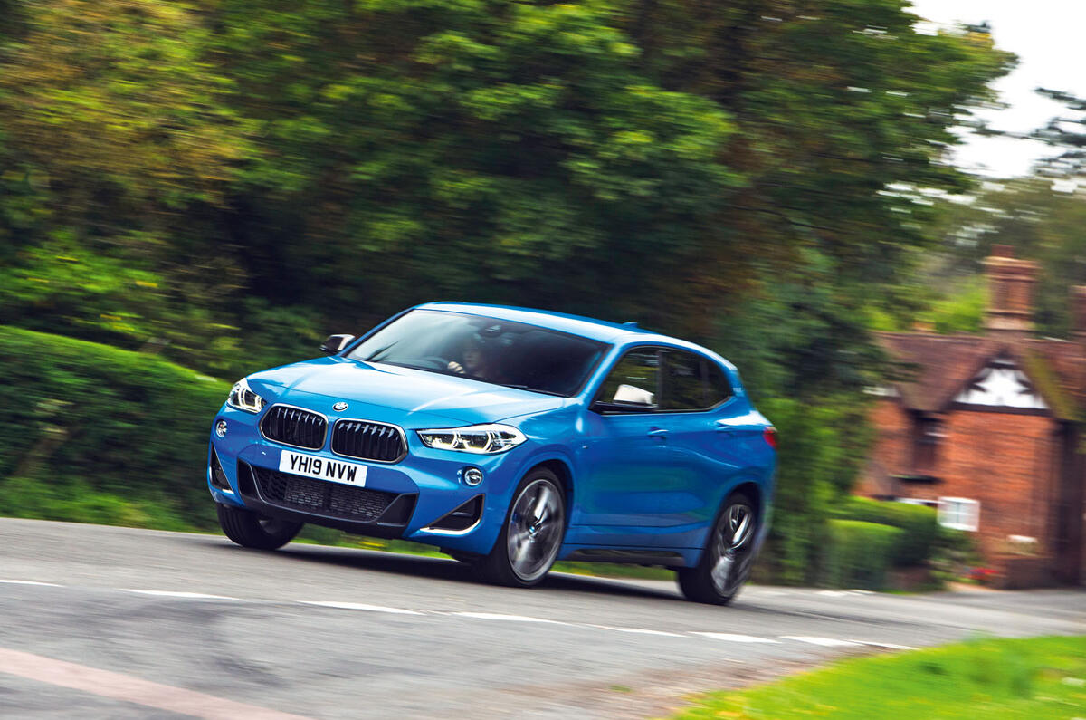 BMW X2 M35i 2019 road test review - cornering front