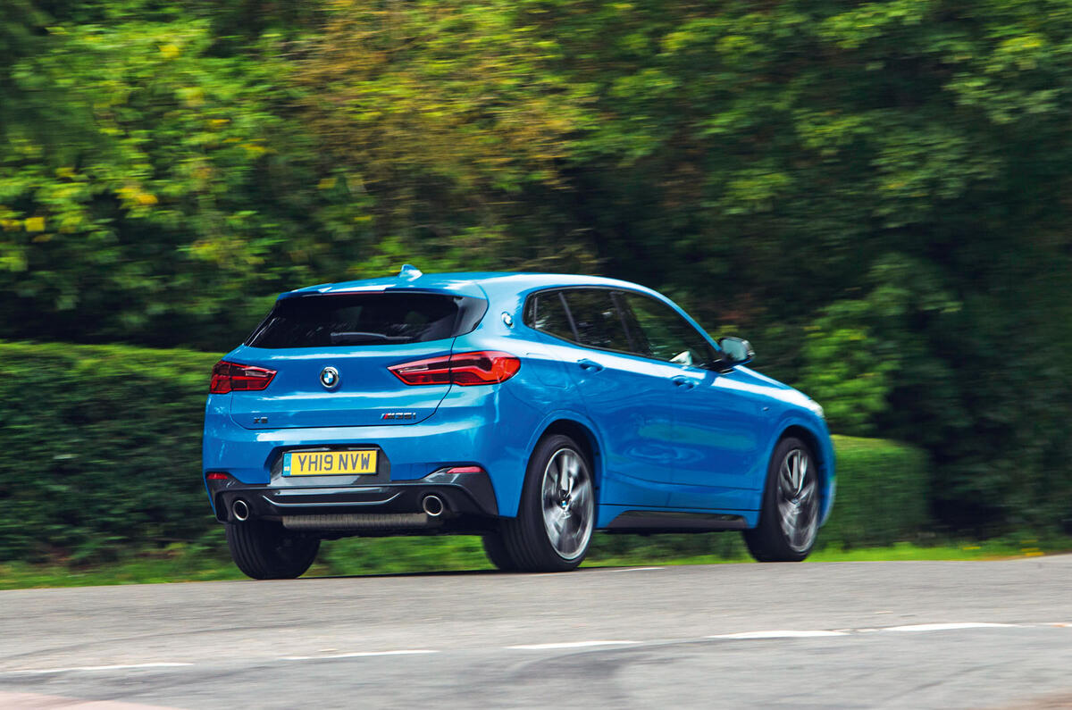 BMW X2 M35i 2019 road test review - cornering rear