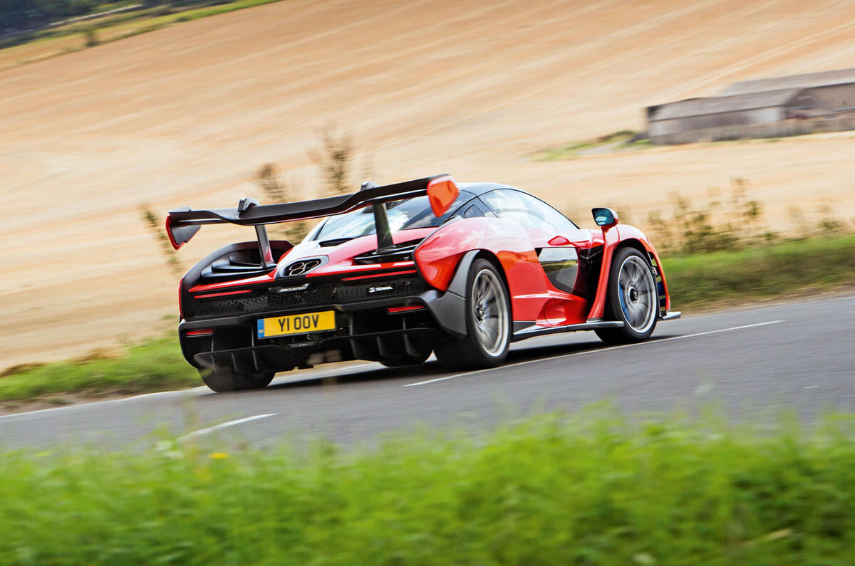 McLaren Senna 2018 road test review - cornering rear