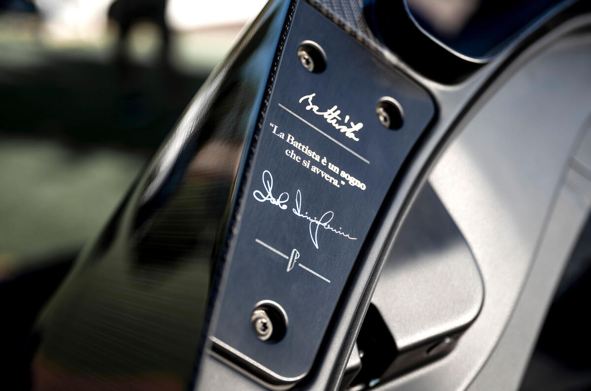 6 Pininfarina Battista 2021 first drive review door plaque