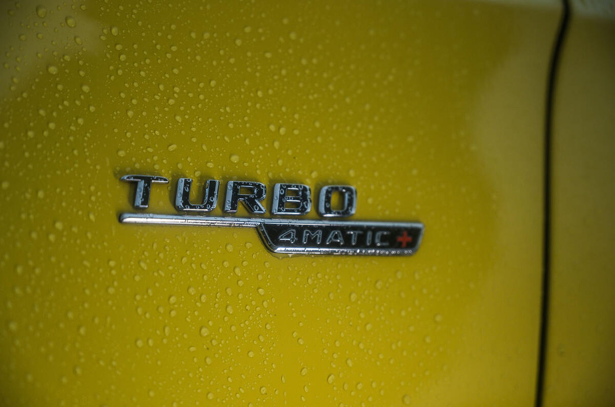 Mercedes-AMG A45 S 4Matic+ 2020 road test review - side badge