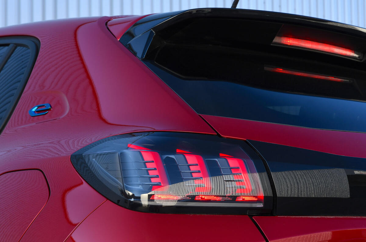 Peugeot e-208 2020 road test review - rear lights