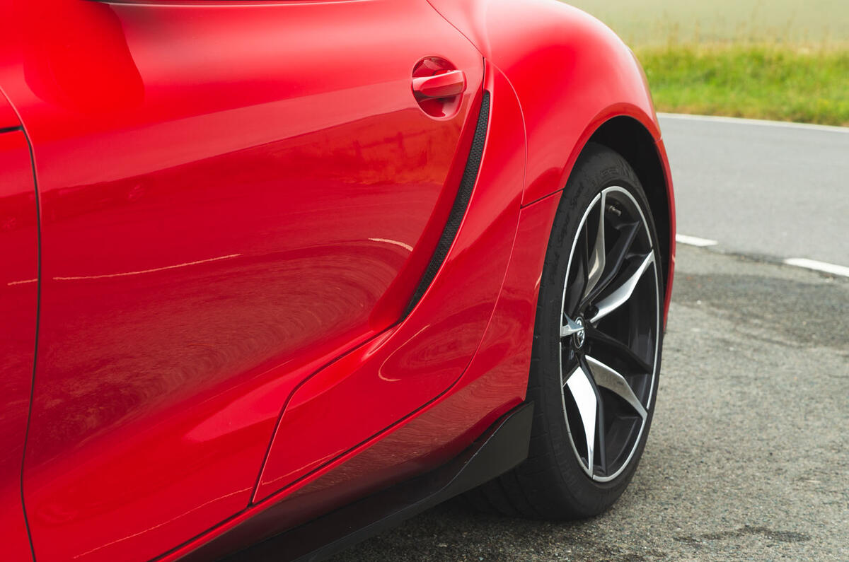 Toyota GR Supra 2019 road test review - rear arch fake aero