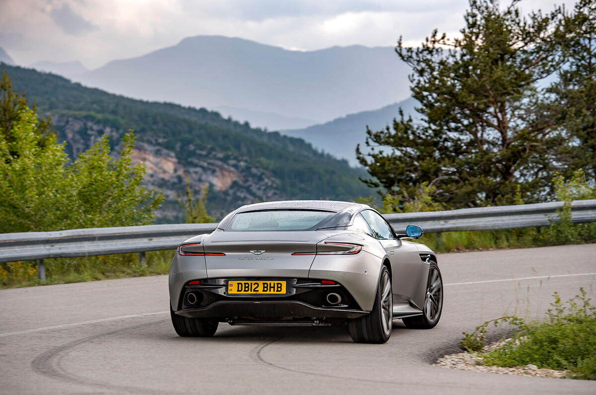 aston martin db12 review 2023 06 cornering rear