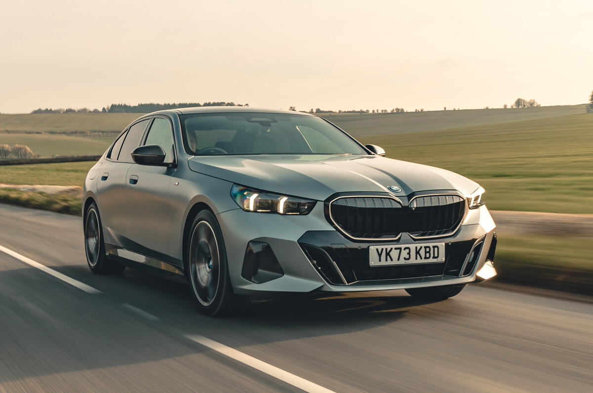 BMW 550e 2024 Autocar road test review front driving