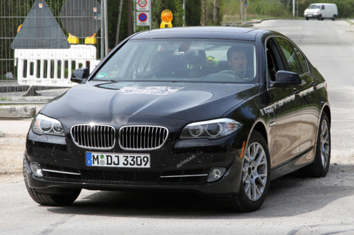 BMW 5-series hybrid spied