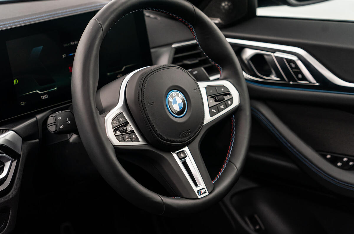 bmw i4 review 2023 013 steering wheel