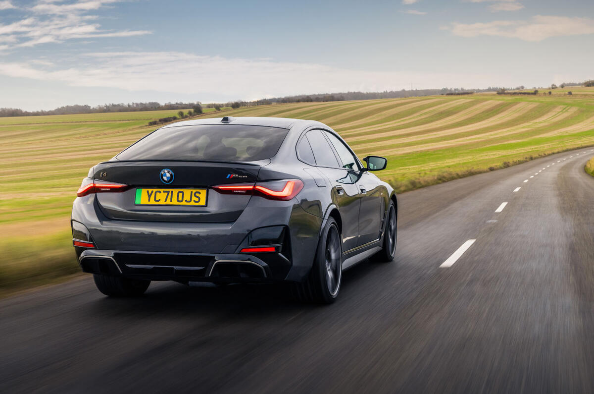 bmw i4 review 2023 022 rear action