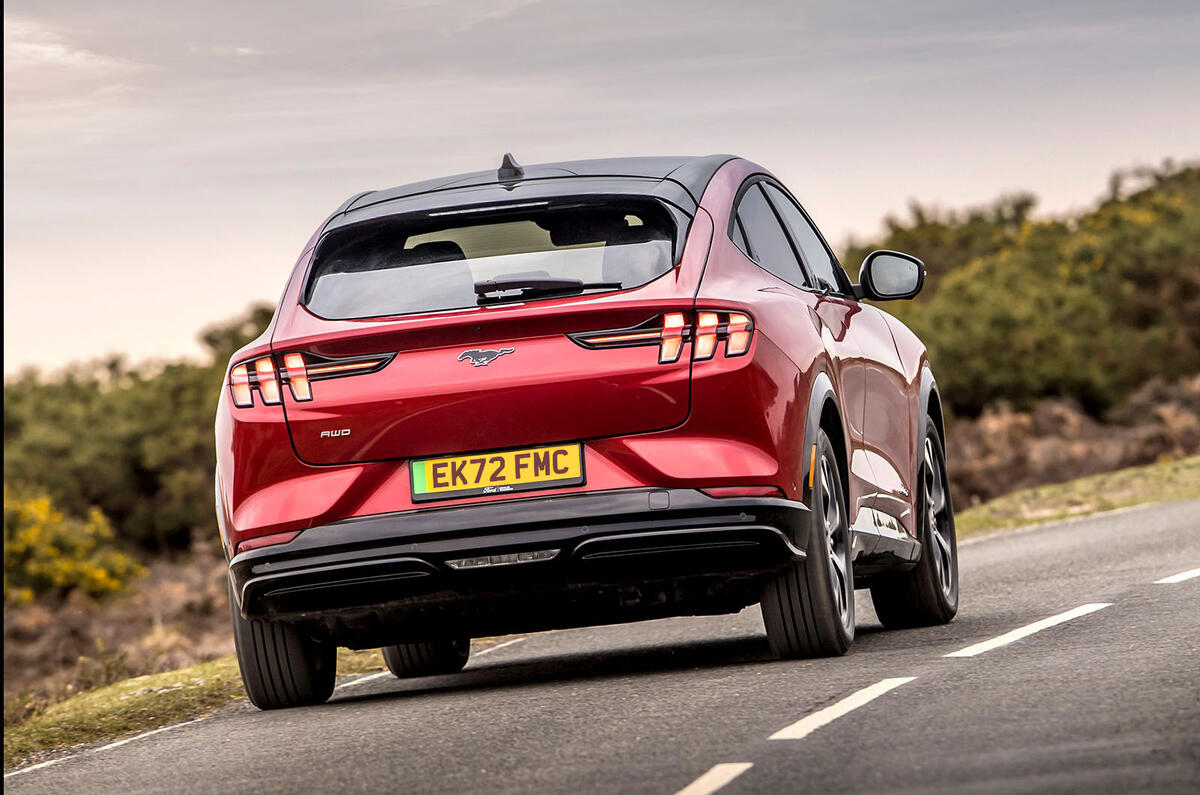 ford mustang mach e 2023 review  03 rear action