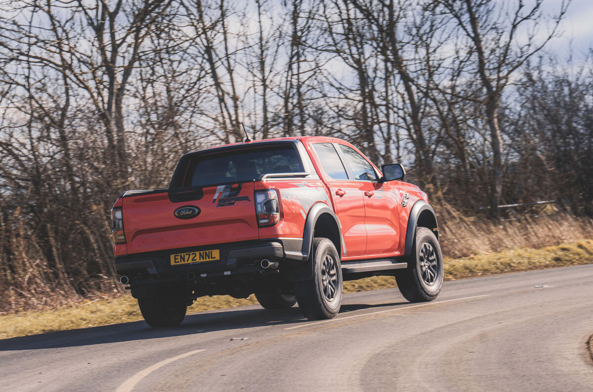 ford ranger raptor 2023 05 cornering rear