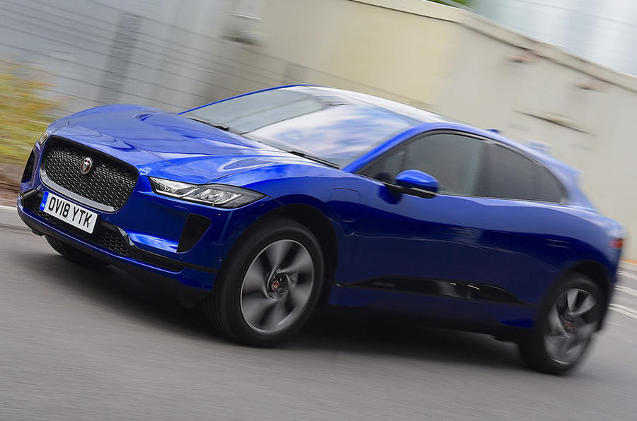 Jaguar I-Pace EV400 UK first drive review on the road side angle