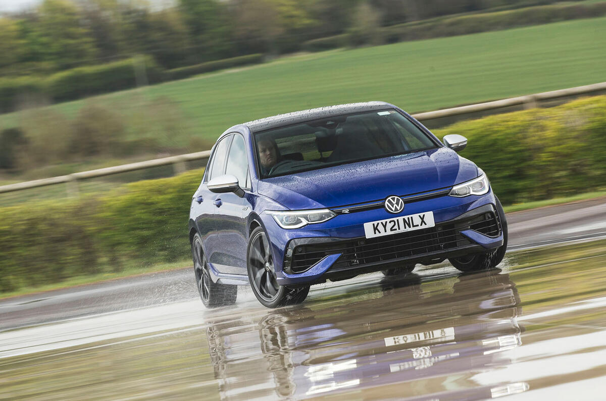 1 Volkswagen Golf R performance pack 2021 UK FD hero front