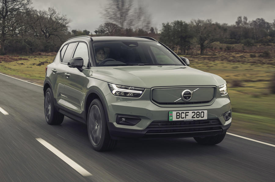 volvo xc40 recharge p8 2021 uk first drive review hero front