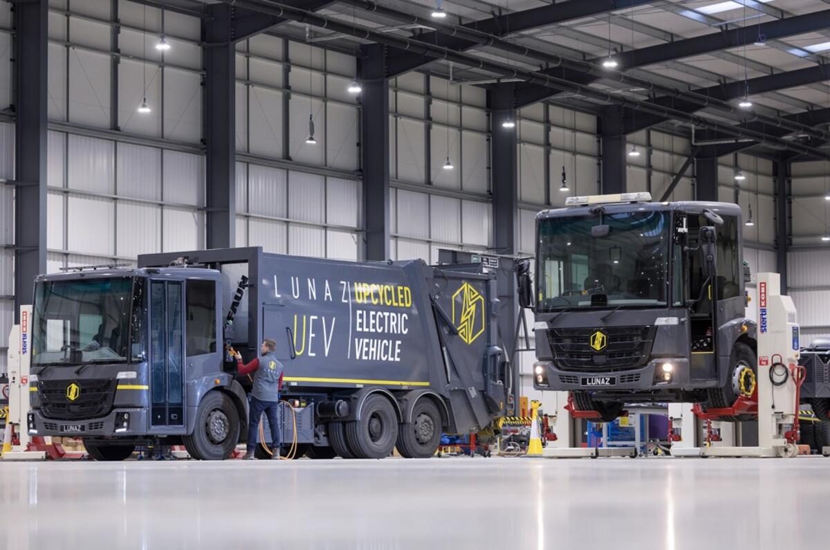 First ride Lunaz Upcycled Electric Vehicle bin lorry Autocar
