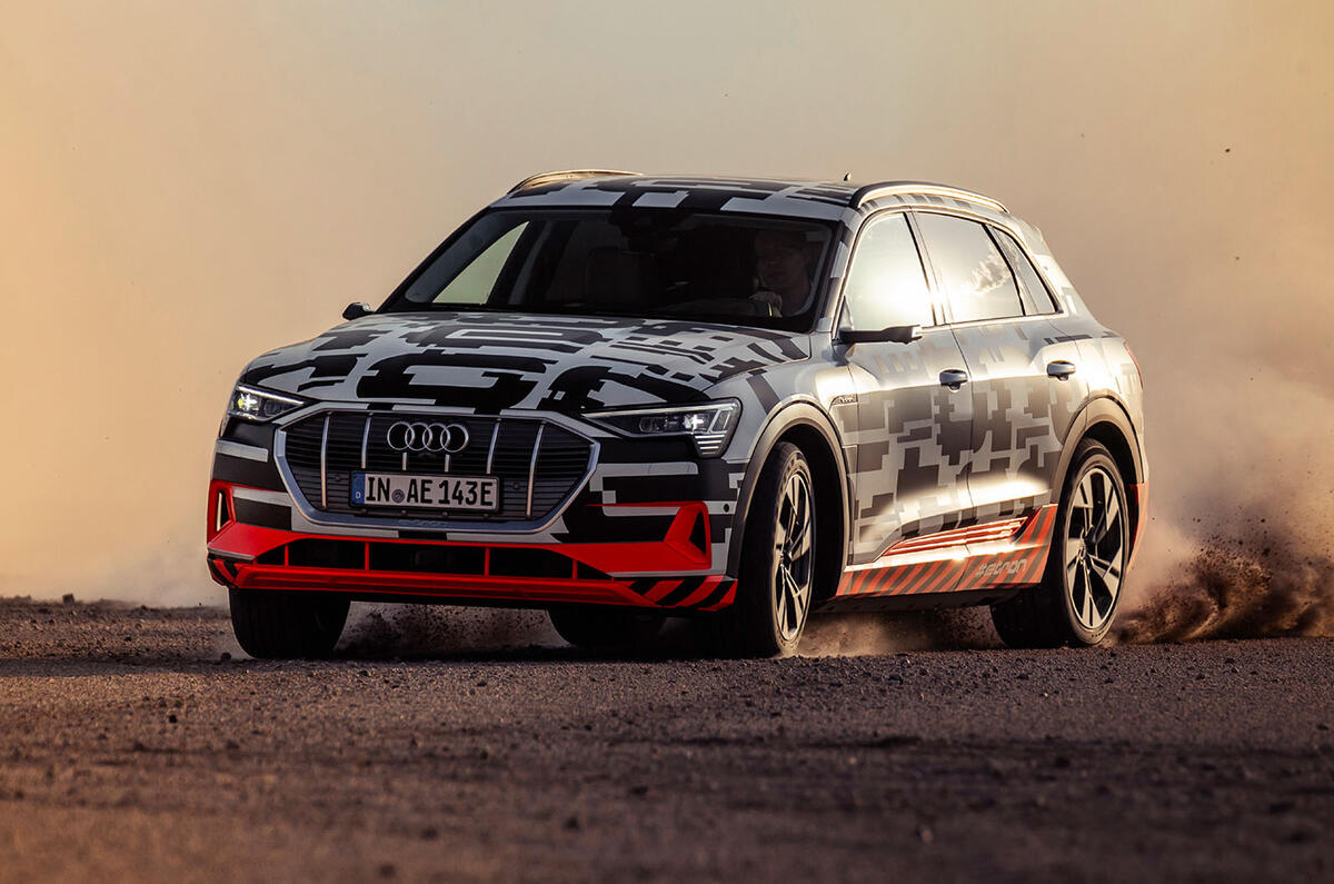 Audi e-Tron 2019 prototype first drive review - cornering front