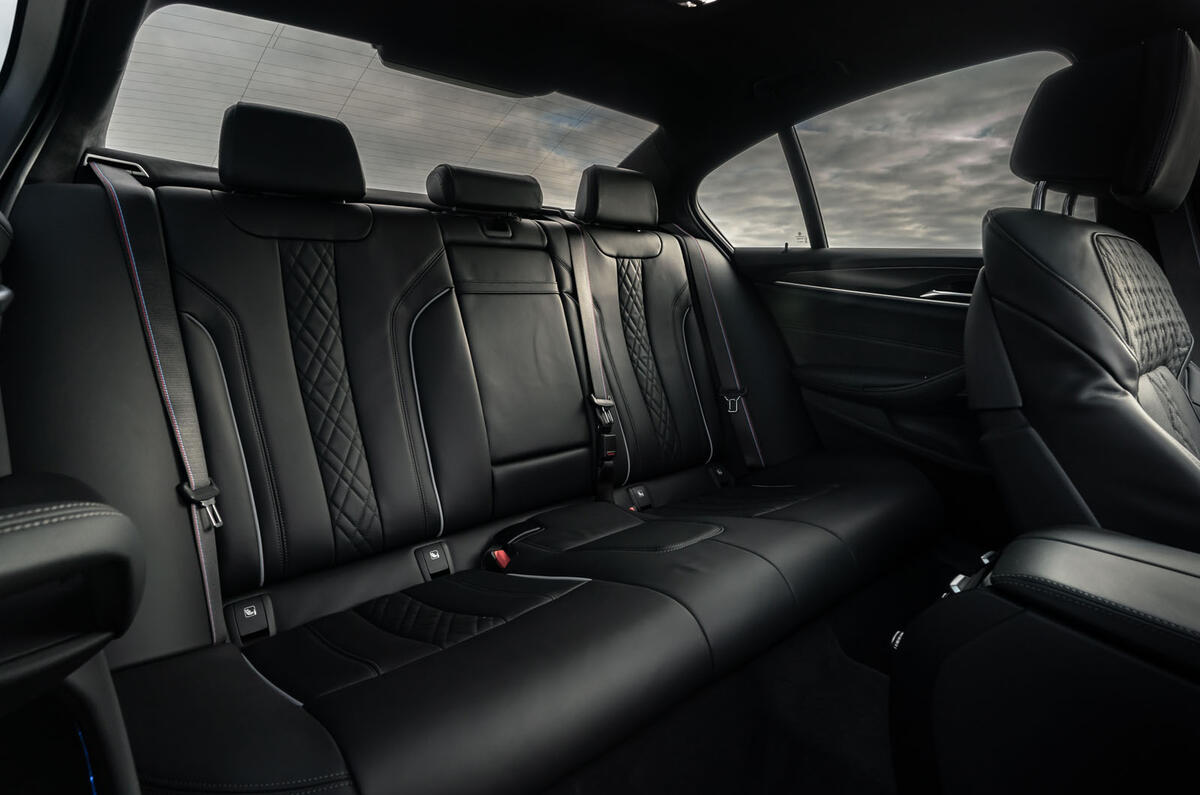 BMW 5 Series M550i 2020 UK first drive - rear seats