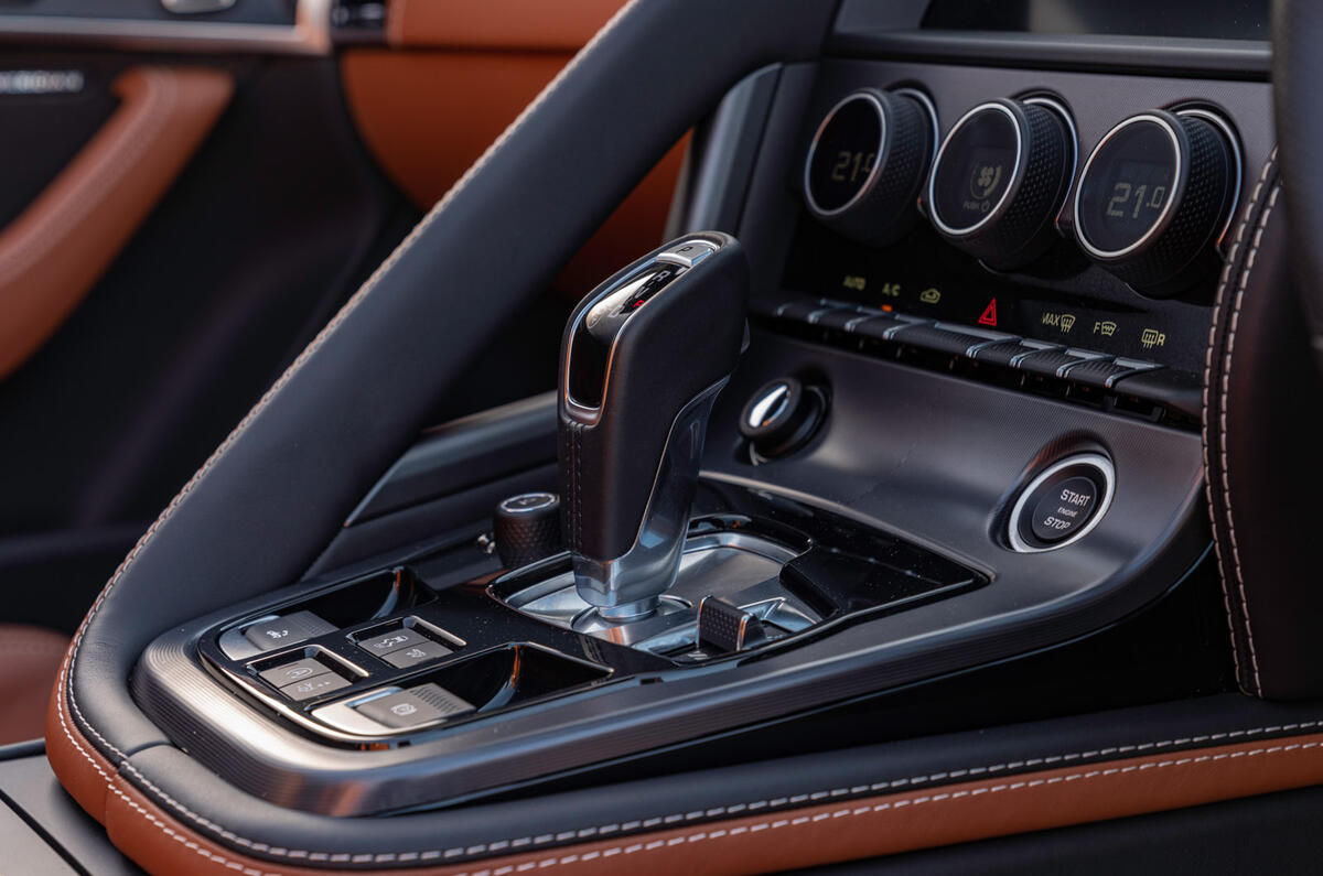 12 Jaguar F Type P450 Convertible 2022 UK first drive review gearstick