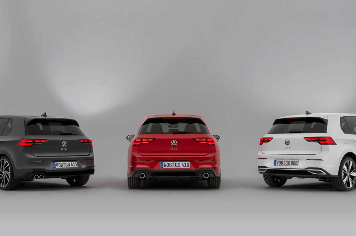Volkswagen Golf GTD GTI and GTE 2020 - stationary rears