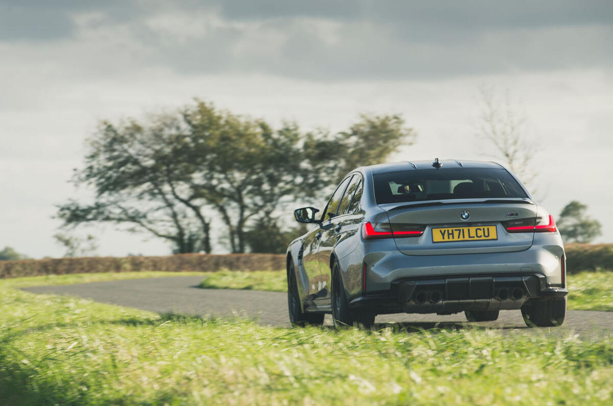 13 BMW M3 xDrive 2021 UK first drive review on road rear