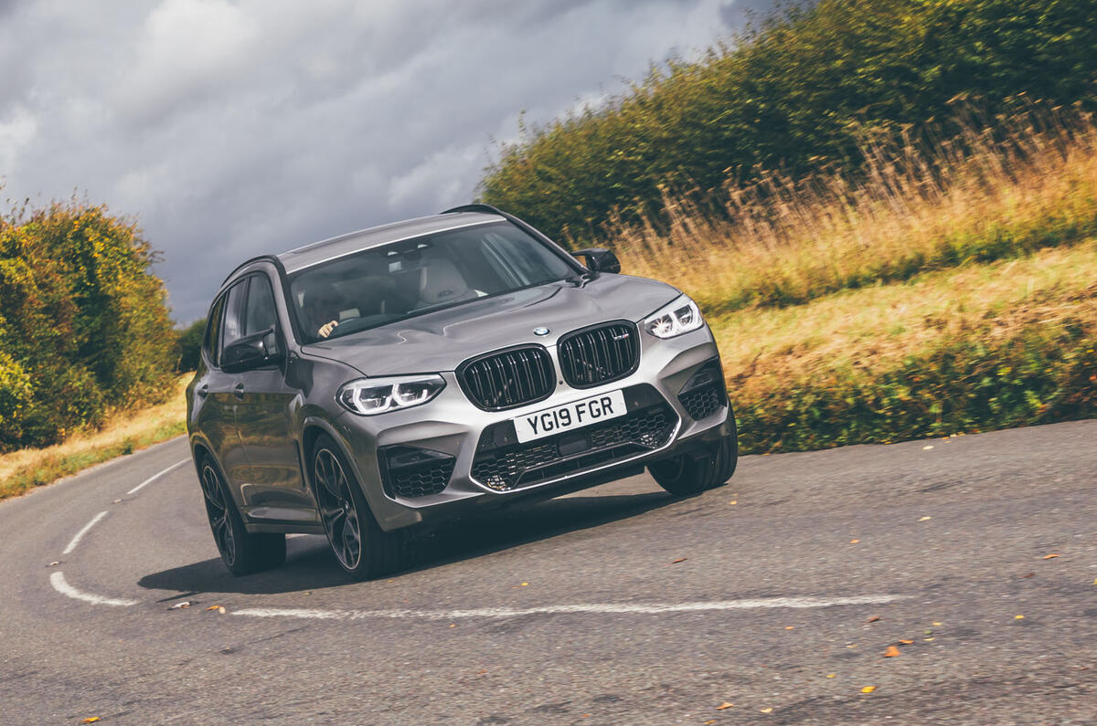 BMW X3 M Competition 2019 UK first drive review - cornering front