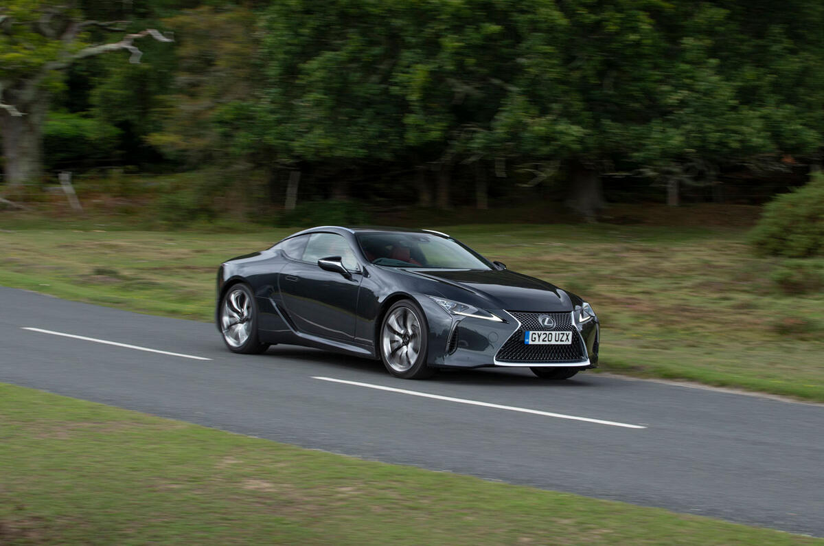 13 Lexus LC500 2021 UK FD on road front