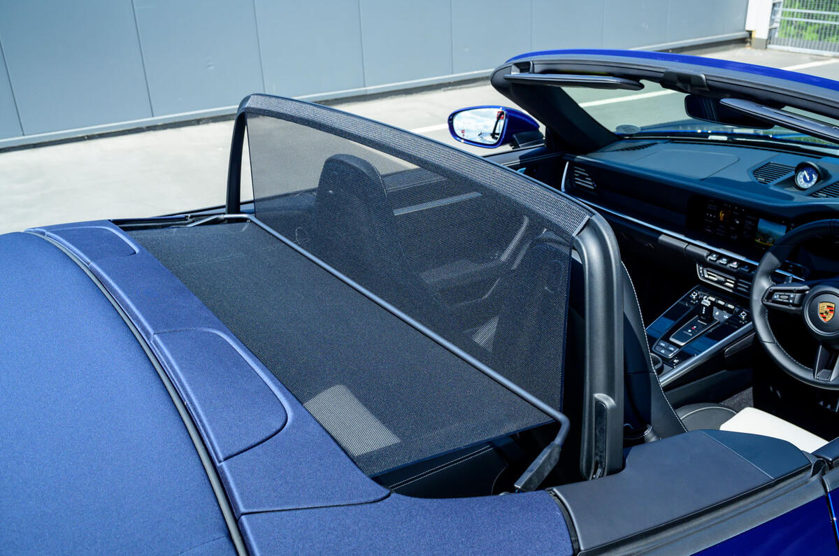 Porsche 911 Turbo S Cabriolet 2020 UK first drive review - wind deflector