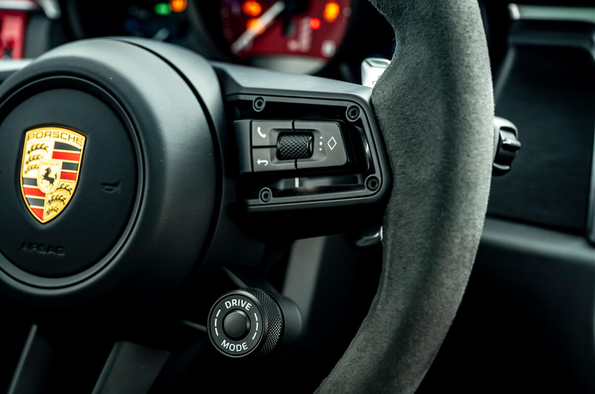 13 Porsche Macan GTS 2021 UK LHD first drive steering wheel buttons