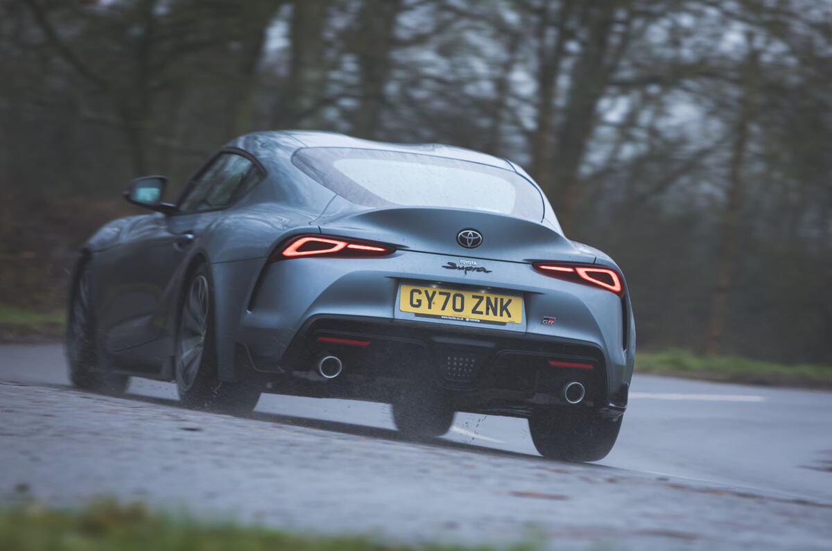 13 Toyota GR Supra 2 litre 2021 UK first drive review on road rear