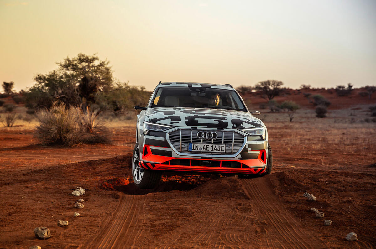 Audi e-Tron 2019 prototype first drive review - offroad front