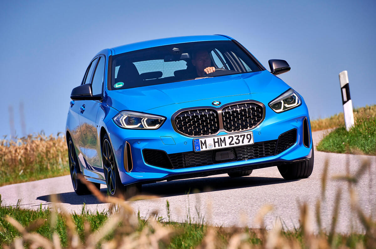 BMW 1 Series M135i 2019 first drive review - cornering front