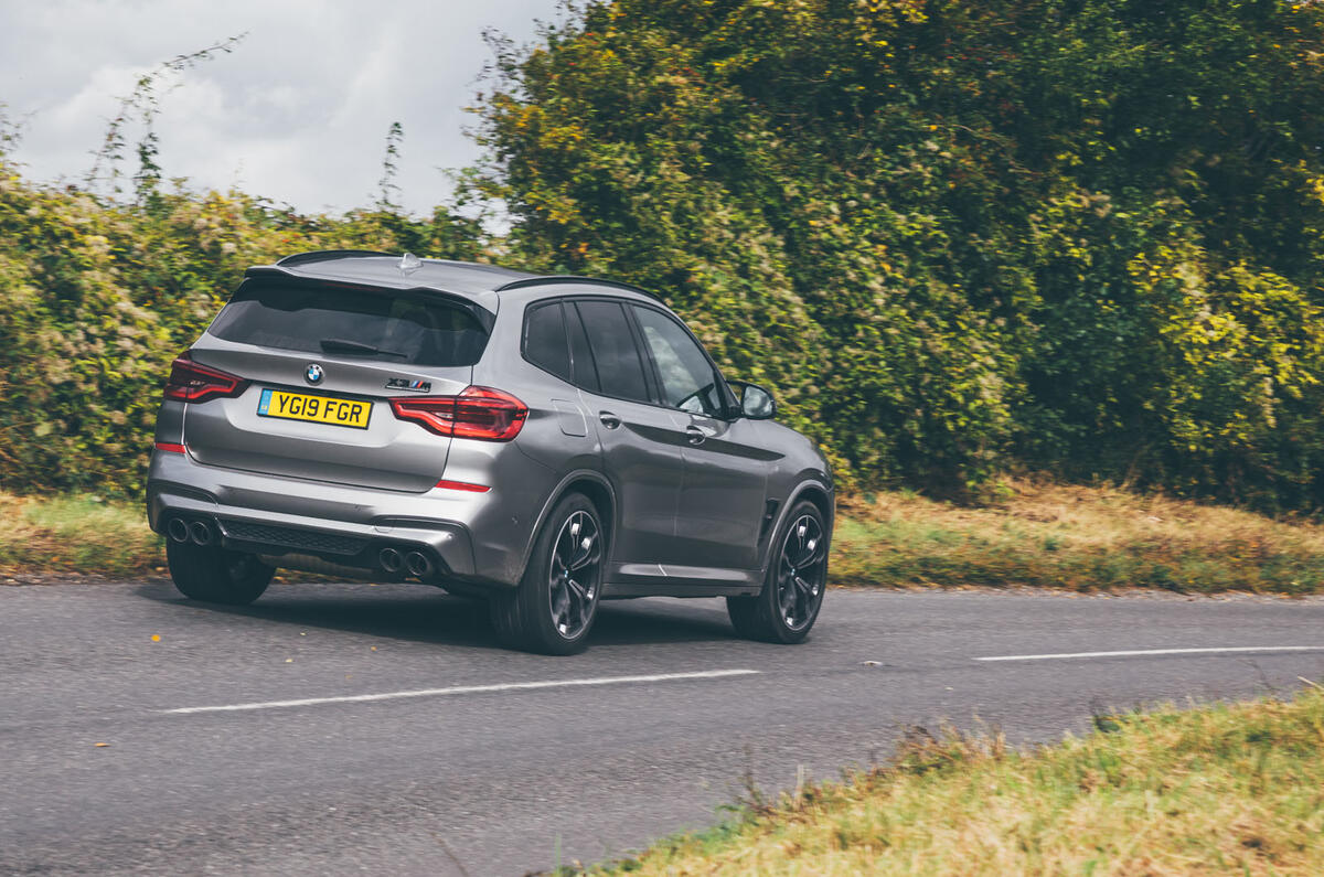 BMW X3 M Competition 2019 UK first drive review - cornering rear