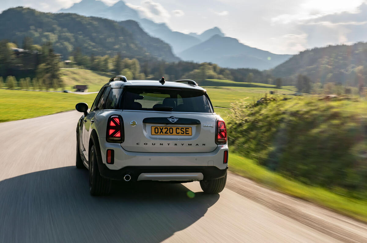 Mini Countryman Cooper S E All4 2020 first drive review - on the road rear