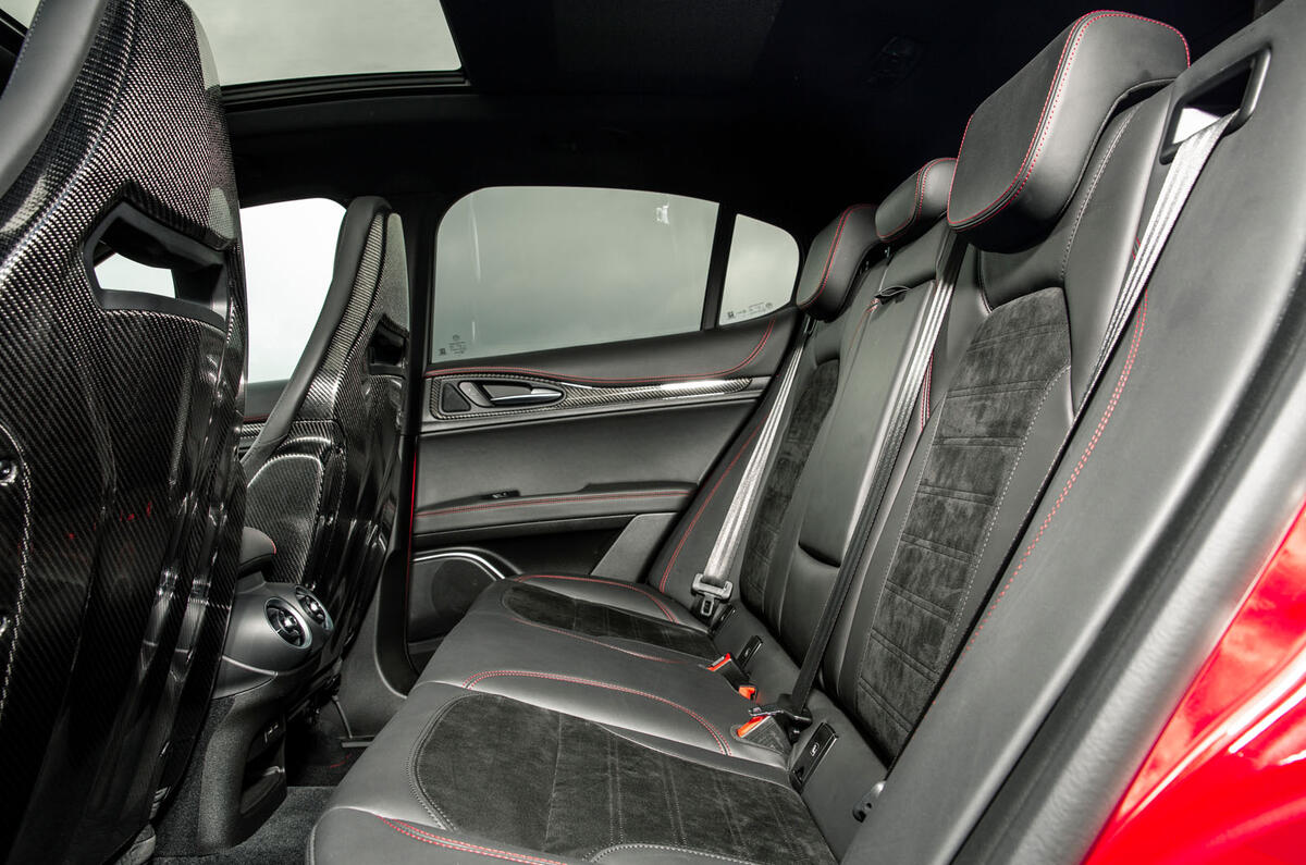Alfa Romeo Stelvio Quadrifoglio 2018 UK RHD first drive - rear seats