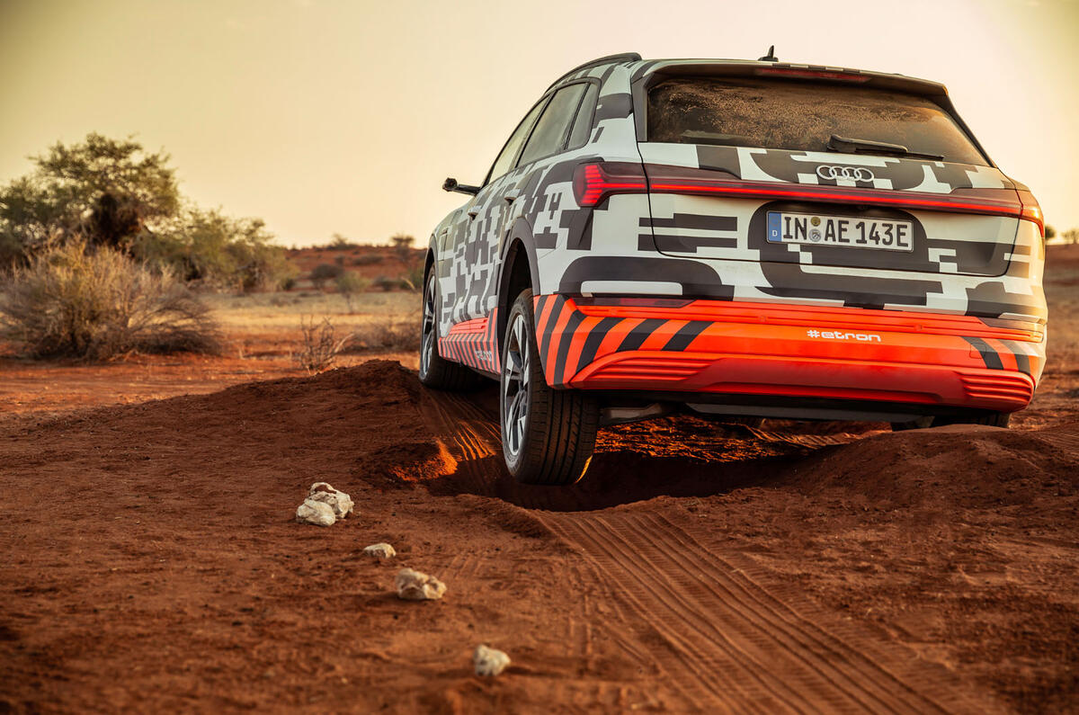 Audi e-Tron 2019 prototype first drive review - offroad rear
